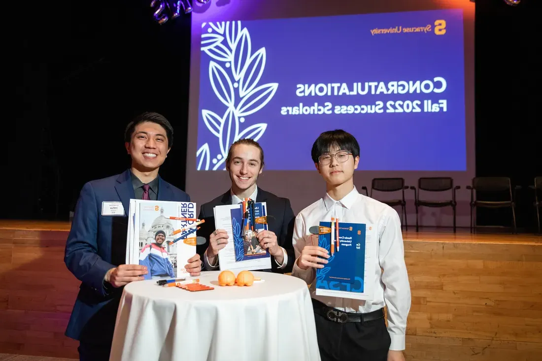 People winning an award at the 2023 Success Scholars.